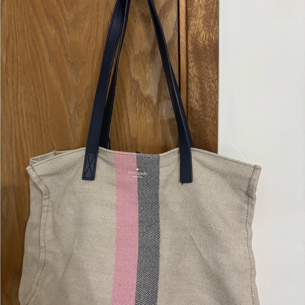 Kate Spade Cream and Pink Tote with Modern Minimalist Design